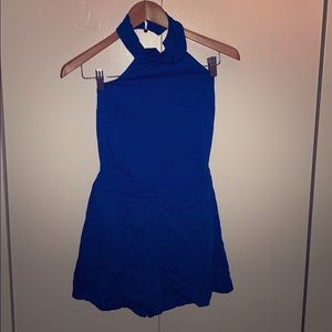 Bright blue halter top romper